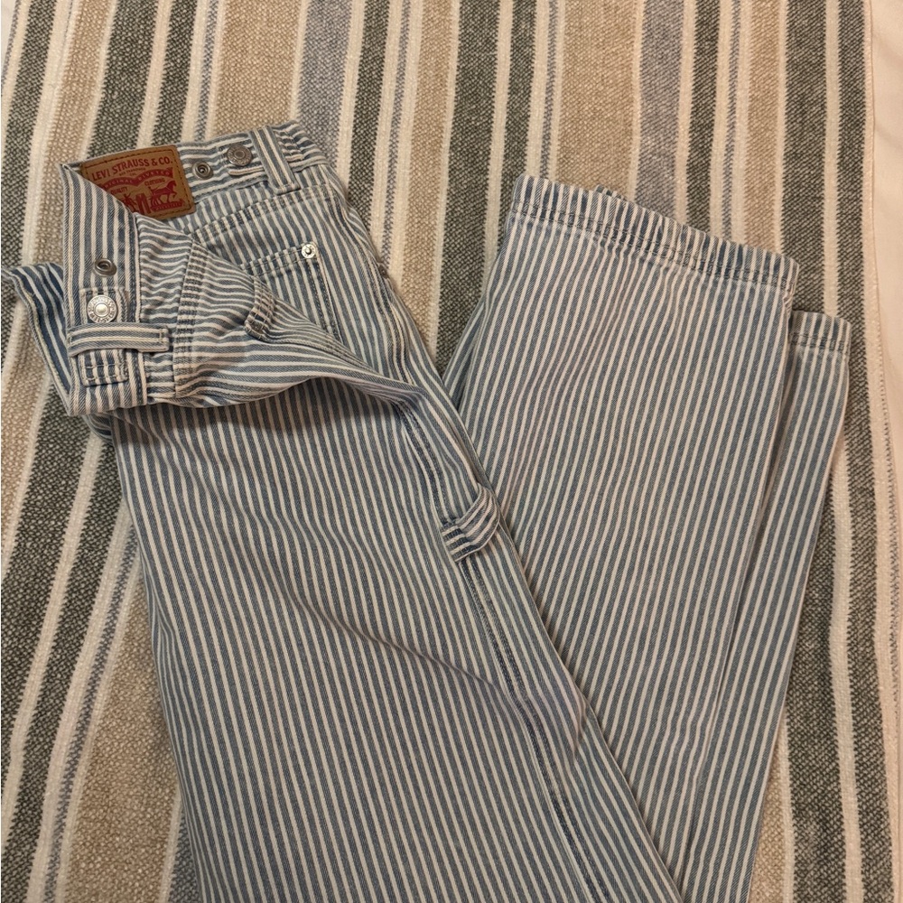 Cinch Blue and White Striped Baggy Jeans